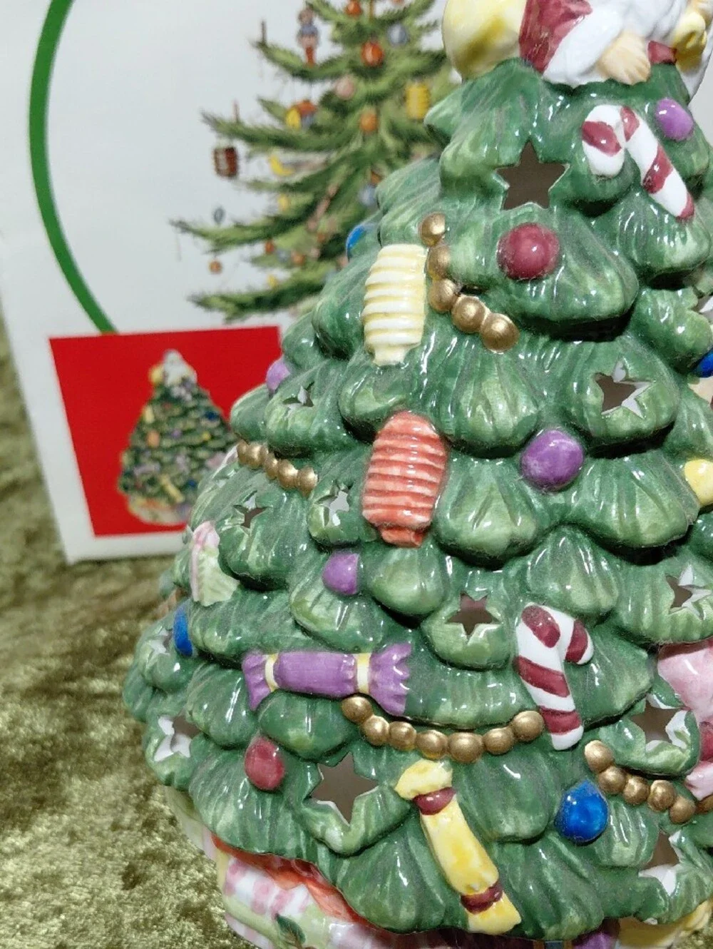 Vintage Spode Green Ceramic Christmas Tree Candle Holder